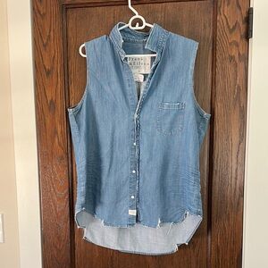 Frank & Eileen Fiona Chambray Denim Sleeveless Shirt - L